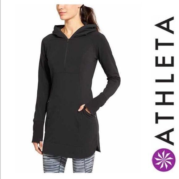 Athleta Sweaters - Athleta Black Hooded Active Pull Over (XXS)